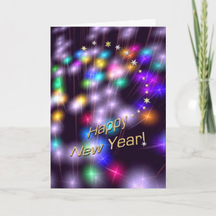 Cartes Pour Fêtes Annuelles Joyeux Nouvel An Lumières Étoiles
