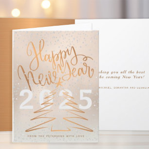 Cartes Pour Fêtes Annuelles Joyeux Nouvel An Métallique cuivre Rose Or