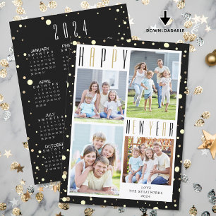 Cartes Pour Fêtes Annuelles Joyeux Nouvel An Moderne 4 Photos Calendrier 2024