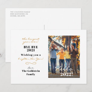 Cartes Pour Fêtes Annuelles Joyeux Nouvel An Moderne Photo de famille Lettrée