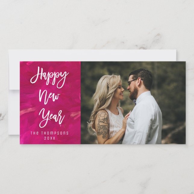 Cartes Pour Fêtes Annuelles Joyeux Nouvel An Peint Bright Script Photo (Devant)