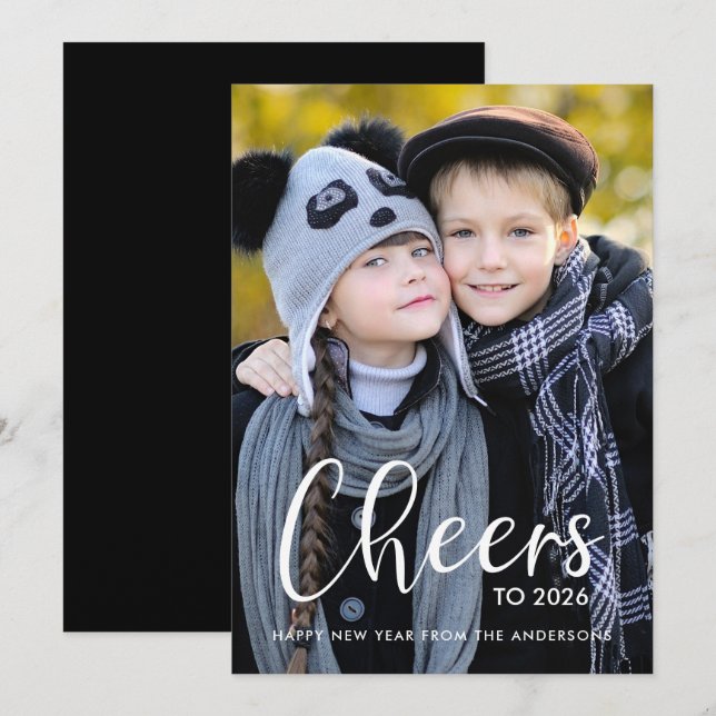Cartes Pour Fêtes Annuelles Joyeux Nouvel An, photo (Devant / Derrière)