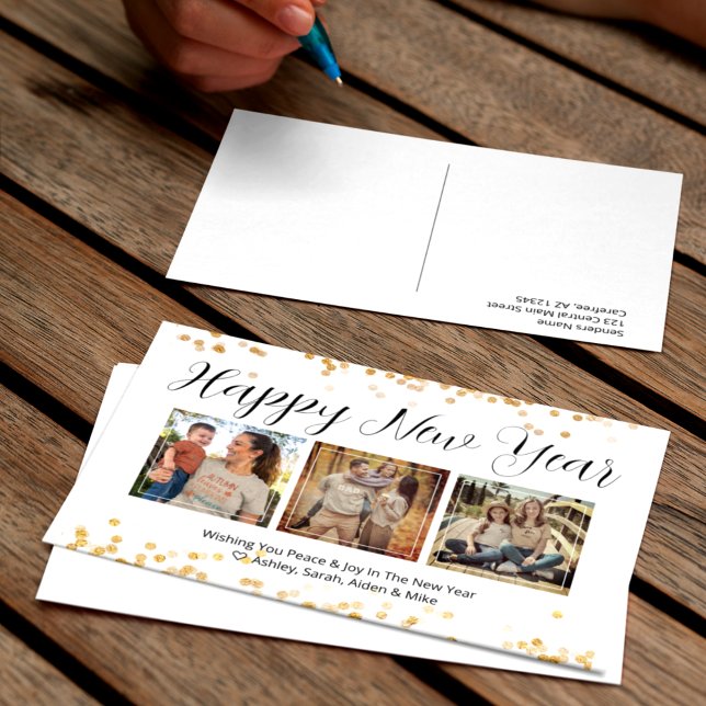 Cartes Pour Fêtes Annuelles Joyeux Nouvel An Photo d'or moderne (Créateur téléchargé)