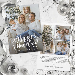 Cartes Pour Fêtes Annuelles Joyeux Nouvel An Simple Photo Élégant