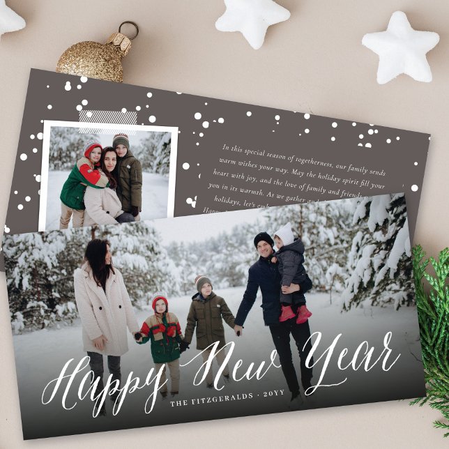 Cartes Pour Fêtes Annuelles Joyeux Nouvel An Simple Script Moderne Minimal Pho (Créateur téléchargé)