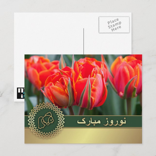 Cartes Pour Fêtes Annuelles Joyeux Nowruz. Nouvel An persan  (Devant / Derrière)