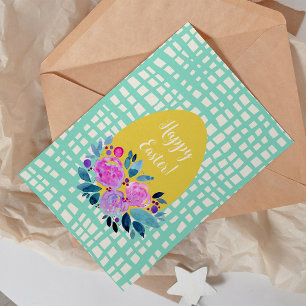 Cartes Pour Fêtes Annuelles Joyeux oeuf de Pâques rustique plaid à l'orange