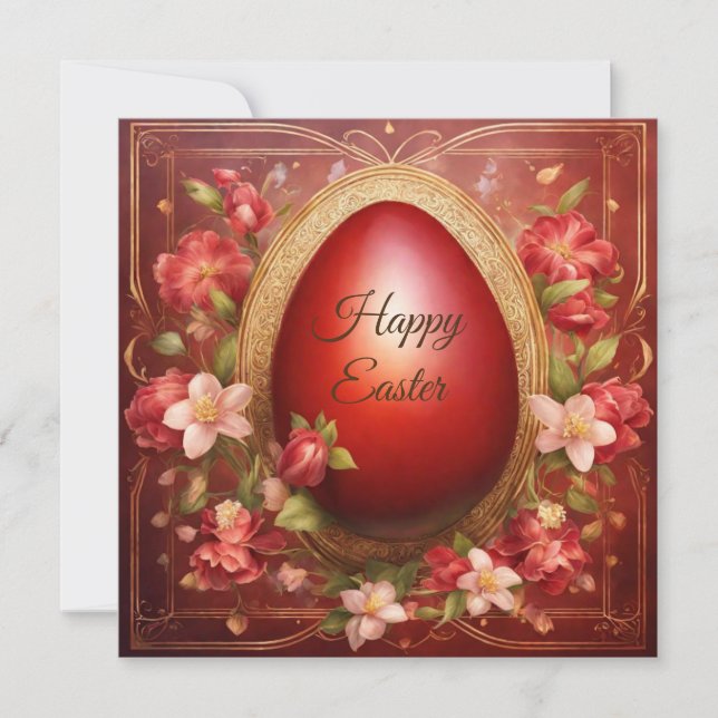 Cartes Pour Fêtes Annuelles Joyeux oeuf rouge de Pâques (Devant)