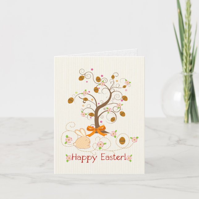 Cartes Pour Fêtes Annuelles Joyeux Oeufs de caricatures de Pâques et lapin (Devant)