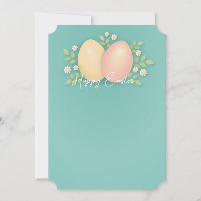 Cartes Pour Fêtes Annuelles Joyeux oeufs de Pâques et fleurs bleu doux (Devant)