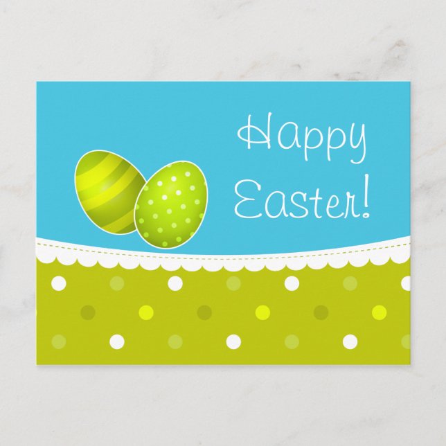 Cartes Pour Fêtes Annuelles Joyeux OEufs de Pâques Vert Bleu Design (Devant)