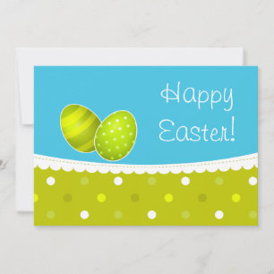 Cartes Pour Fêtes Annuelles Joyeux OEufs de Pâques Vert Bleu Design
