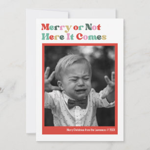 Cartes Pour Fêtes Annuelles Joyeux ou pas blanc Photo de Noël