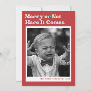 Cartes Pour Fêtes Annuelles Joyeux ou pas photo de Noël rouge