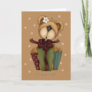 Cartes Pour Fêtes Annuelles Joyeux Ours de Noël avec cadeau/argent Enfermé