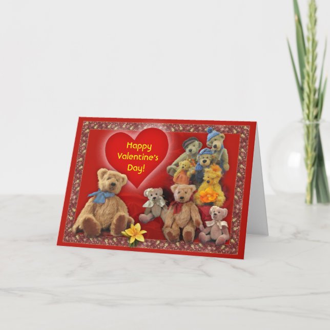 Cartes Pour Fêtes Annuelles Joyeux ours de Saint-Valentin (Devant)