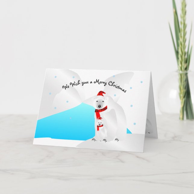 Cartes Pour Fêtes Annuelles Joyeux ours polaires de Noël (Devant)