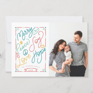 Cartes Pour Fêtes Annuelles Joyeux Paix Joie Amour Espoir Handled Vacances bri