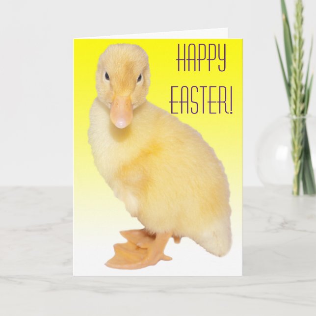 Cartes Pour Fêtes Annuelles Joyeux Pâques adorable Jaune Duckling photo (Devant)