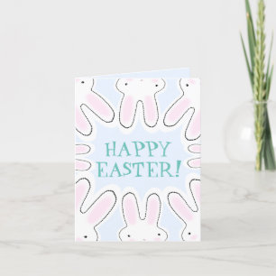 Cartes Pour Fêtes Annuelles Joyeux Pâques bleu pâle mignon lapins péeking drôl