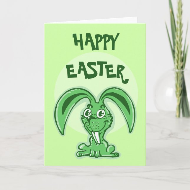 Cartes Pour Fêtes Annuelles joyeux pâques drôle de lapin dessin animé (Devant)