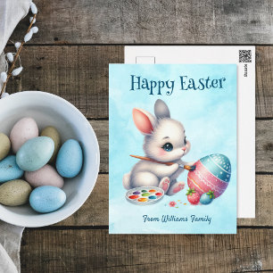 Cartes Pour Fêtes Annuelles Joyeux Pâques, Eau de lapin coloriant un oeuf de P