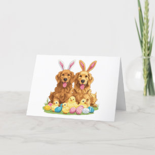 Cartes Pour Fêtes Annuelles Joyeux Pâques Golden Retriever Chiens Bunny Ears
