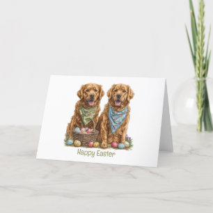 Cartes Pour Fêtes Annuelles Joyeux Pâques Golden Retriever Chiens Pâques Panie
