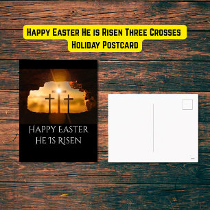 Cartes Pour Fêtes Annuelles Joyeux Pâques Il est ressuscité Trois Croix