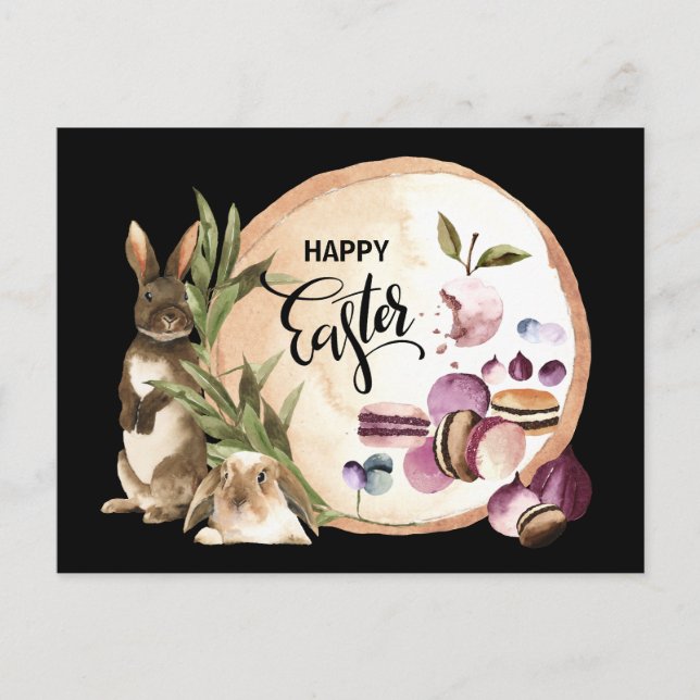 Cartes Pour Fêtes Annuelles Joyeux Pâques | Macarons lapins aux fruits de prin (Devant)