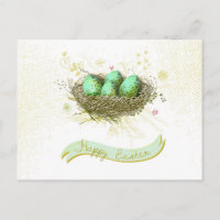 Joyeux Pâques ! - Nid d'oiseaux avec des oeufs col