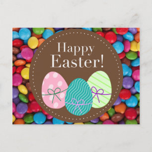 Cartes Pour Fêtes Annuelles Joyeux Pâques smarties chocolat bonbon arc-en-ciel