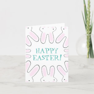 Cartes Pour Fêtes Annuelles Joyeux Pâques turquoise blanc mignon lapins drôle