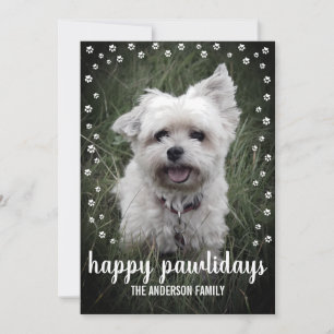 Cartes Pour Fêtes Annuelles Joyeux Pawlidays 1 Photo Moderne Elégant Chien vac