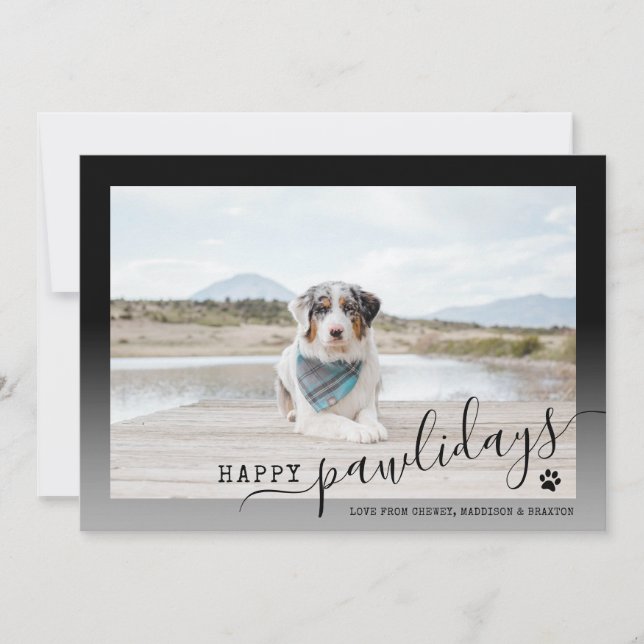 Cartes Pour Fêtes Annuelles Joyeux Pawlidays Animaux de compagnie moderne noir (Devant)
