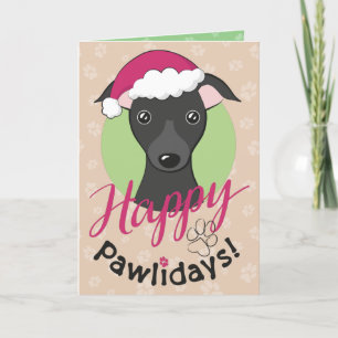 Cartes Pour Fêtes Annuelles Joyeux Pawlidays Cartoon de Noël Chien glacé noir