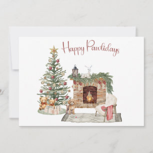Cartes Pour Fêtes Annuelles Joyeux Pawlidays Chien Design - Poodle