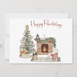 Cartes Pour Fêtes Annuelles Joyeux Pawlidays Chien Design - Yorkie