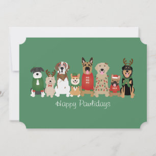 Cartes Pour Fêtes Annuelles Joyeux Pawlidays Chiens Red Green