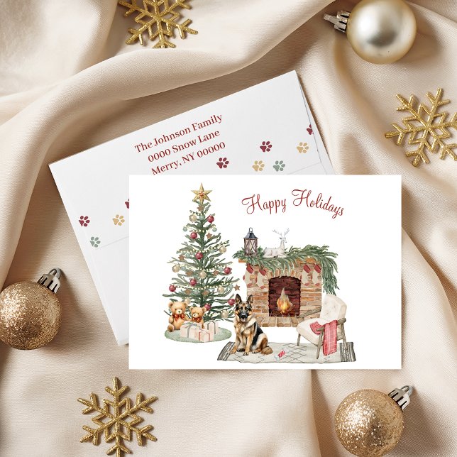 Cartes Pour Fêtes Annuelles Joyeux Pawlidays Design de Chien - Berger Allemand (Créateur téléchargé)