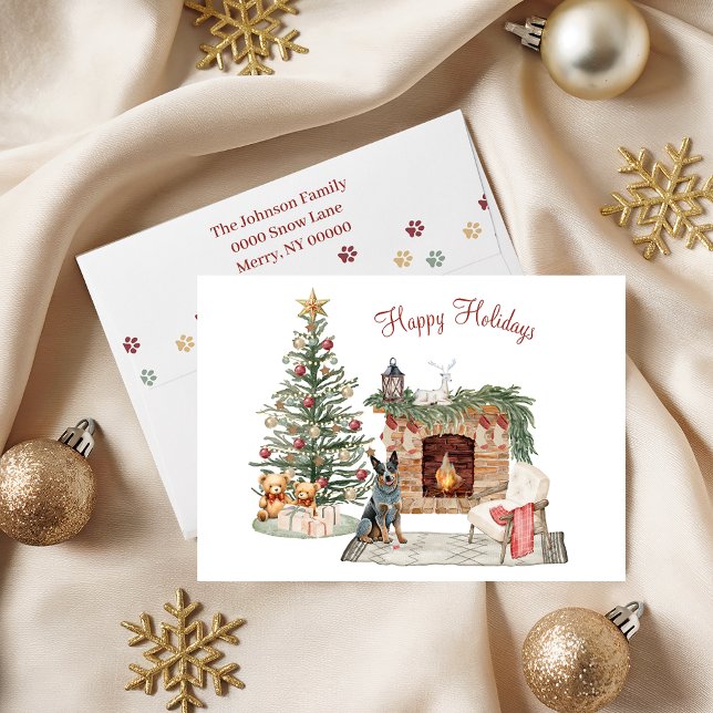 Cartes Pour Fêtes Annuelles Joyeux Pawlidays Design de Chien - Bouvier Austral (Créateur téléchargé)