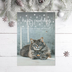 Cartes Pour Fêtes Annuelles Joyeux Pawlidays Fun Stars Photo Chat
