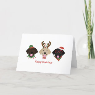 Cartes Pour Fêtes Annuelles Joyeux Pawlidays Labrador Retriever Dogs
