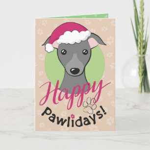 Cartes Pour Fêtes Annuelles Joyeux pawlidays Noël Italien Greyhound Chig