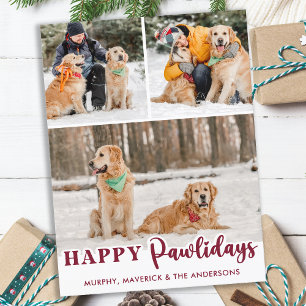 Cartes Pour Fêtes Annuelles Joyeux Pawlidays Personnalisé Chien moderne 3 Phot