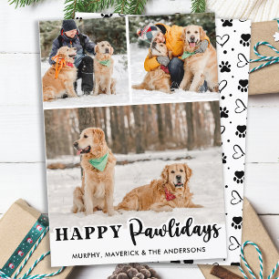 Cartes Pour Fêtes Annuelles Joyeux Pawlidays Personnalisé Cute Pet Chien 3 Pho