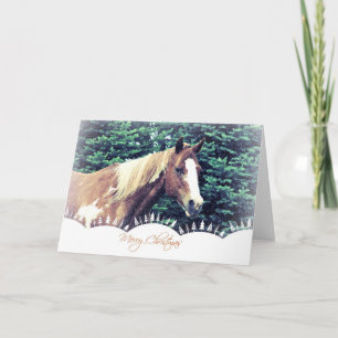 Cartes Pour Fêtes Annuelles Joyeux Peinture de Noël Mare avec bordure d'arbre
