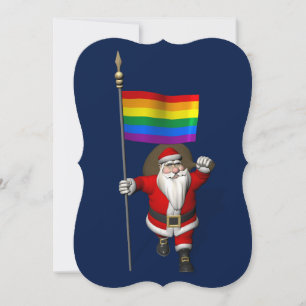 Cartes Pour Fêtes Annuelles Joyeux Père Noël avec drapeau arc-en-ciel