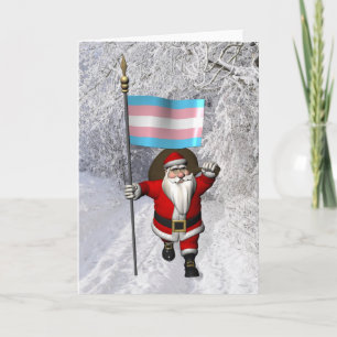 Cartes Pour Fêtes Annuelles Joyeux Père Noël avec le drapeau de la fierté tran