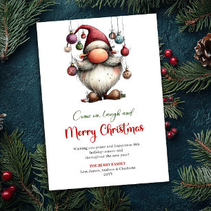 Cartes Pour Fêtes Annuelles Joyeux Père Noël drôle Aquarelle Noël Salutation